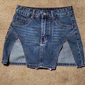 SHEIN Blue Cut Out Mini Skirt Casual